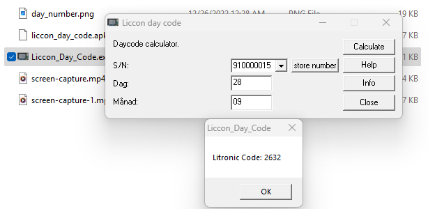 Liebherr Liccon 1 and 2 Day Code Calculator for Service Level 1 2 3